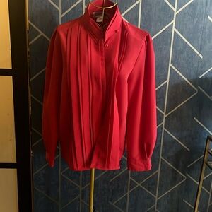 Vintage Yves St. Clair Pleated Red Blouse